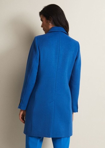 Phase Eight Lydia Blue Wool Smart Coats Turquoise Australia | AG2083614